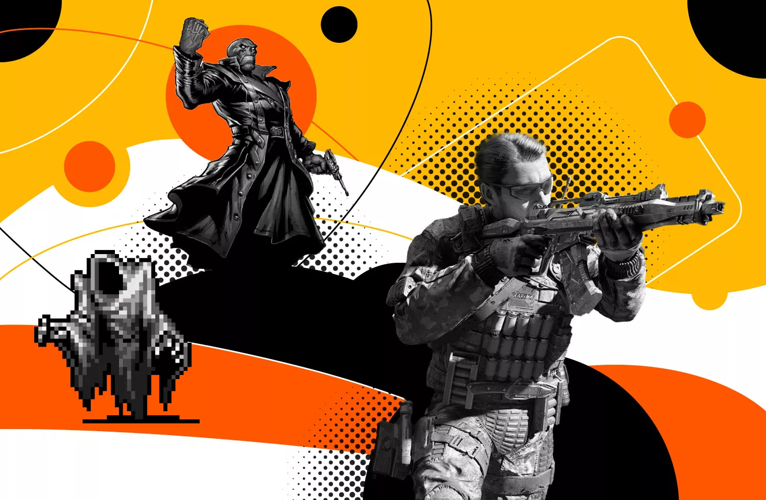 Collage of characters from best free mobile games.